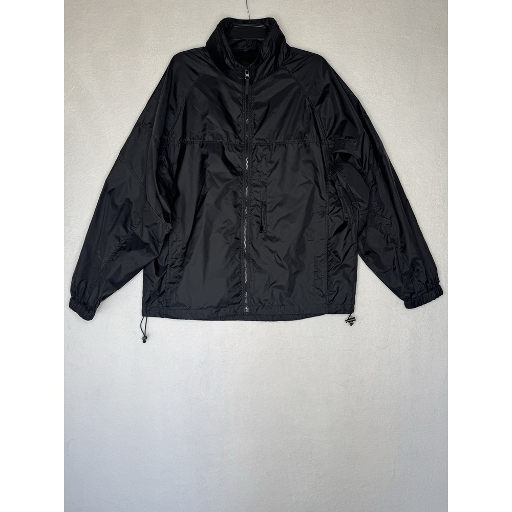 Totes Packable Windbreaker Jacket L Black Hooded Lightweight‎